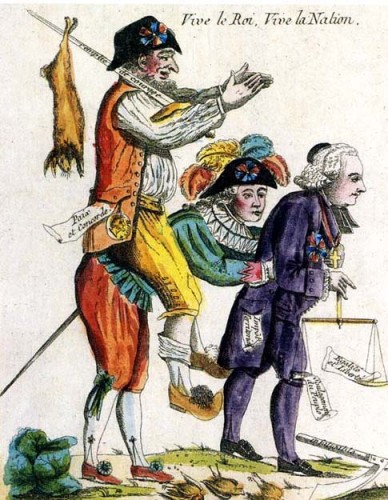 Caricature. La société suite à l'abolition des privilèges en août 1789.