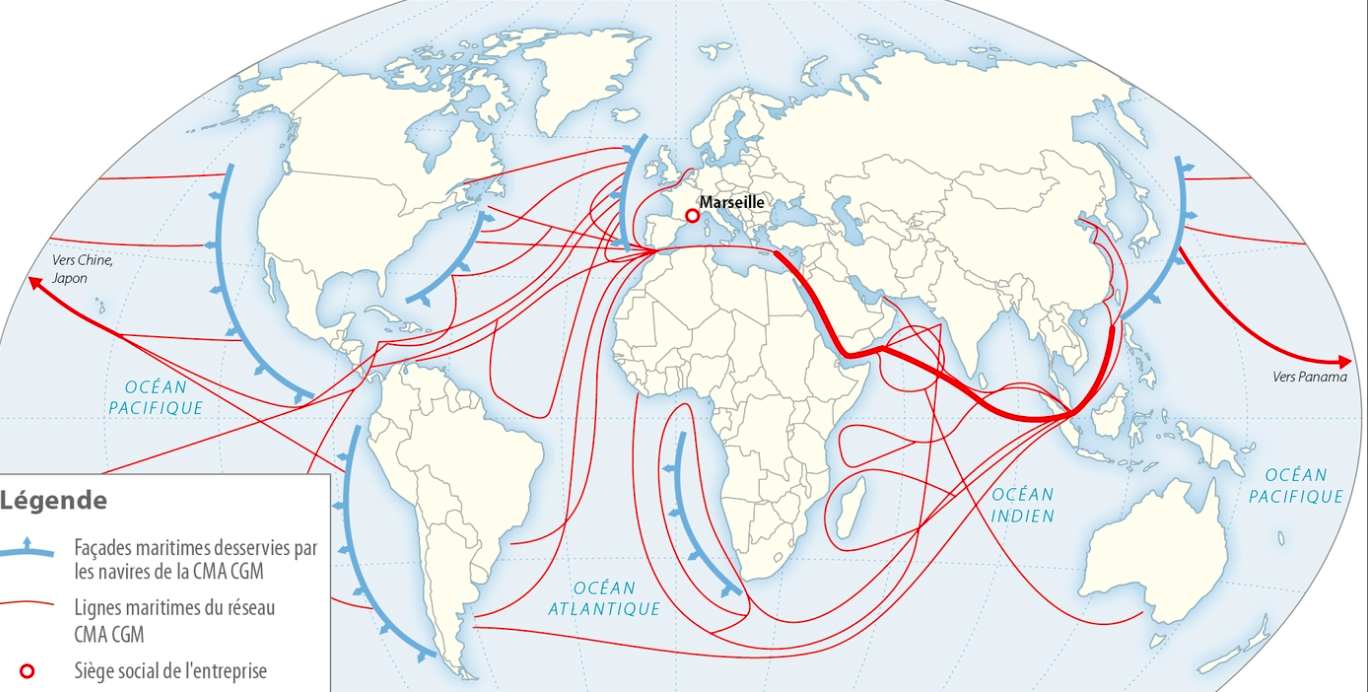 PARCOURS 3: DECRIRE le trajet d’un navire d’une grande compagnie maritime: CMA CGM